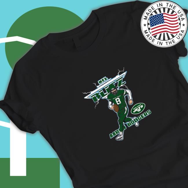 Official Homage Aaron Rodgers New York Jets Blitz Tee Shirt Official Homage Aaron Rodgers New York Jets Blitz Tee Shirt