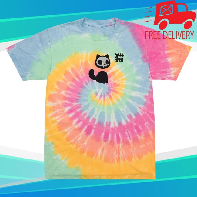 Yujin Clothing Skull Cat Tie Dye New Shirt Sherbet Rainbow Tie-Dye