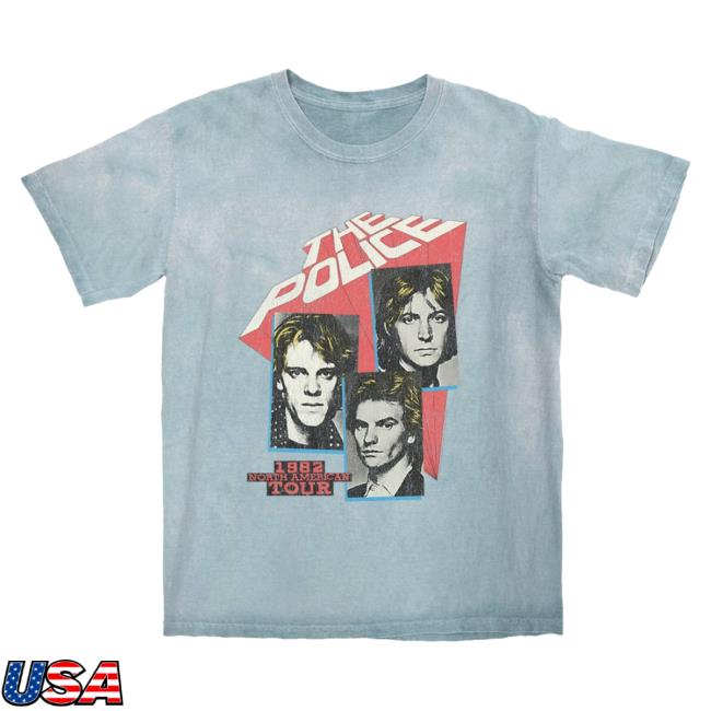 Official Merch Bar The Police Band 1982 North American Tour Distressed Color Blast Shirt MerchBar ThePolice