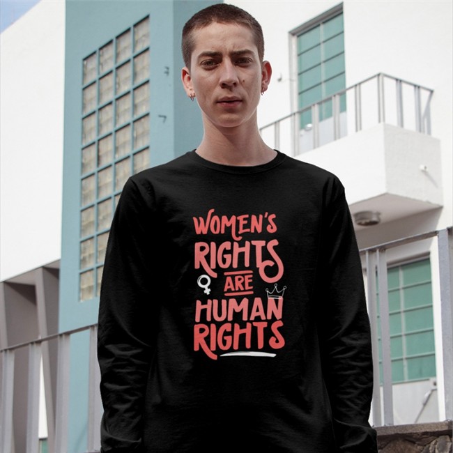 Feminist Women's Rights Are Human Rights Hooded Sweatshirt Aunt Crabby Calls Bullshit