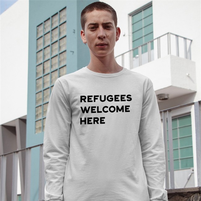 Paul Bloomer Refugees Welcome Here Tee Shirt Refugees Welcome Here Shirt Yellow