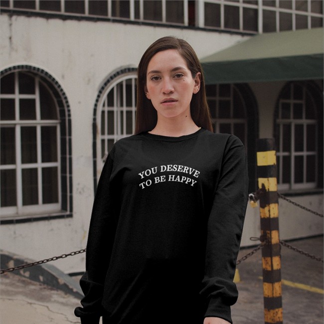 Fanjoy You Deserve To Be Happy Tee Shirt Black