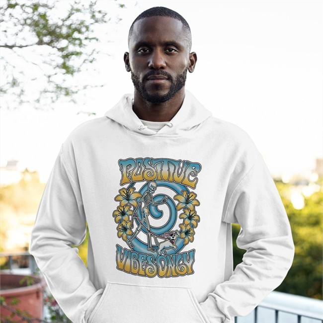 Positive Vibes Only Skeleton T Shirt Barstool Sports Positive Vibes Only Merch