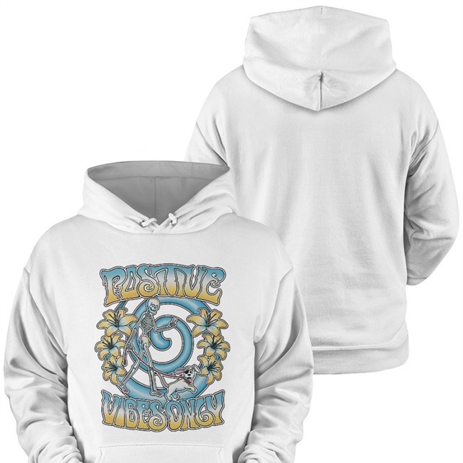 Positive Vibes Only Merch Positive Vibes Only Skeleton Hooded Sweatshirt Barstool Sports Barstool Sports Positive Vibes Only Merch Positive Vibes Only Skeleton Tee