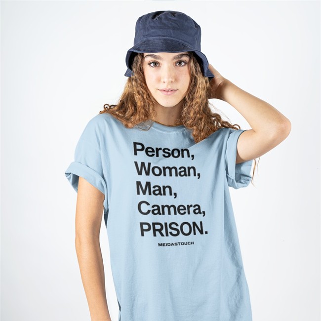Person Woman Man Camera Prison Tee Shirt Meidastouch Merch White