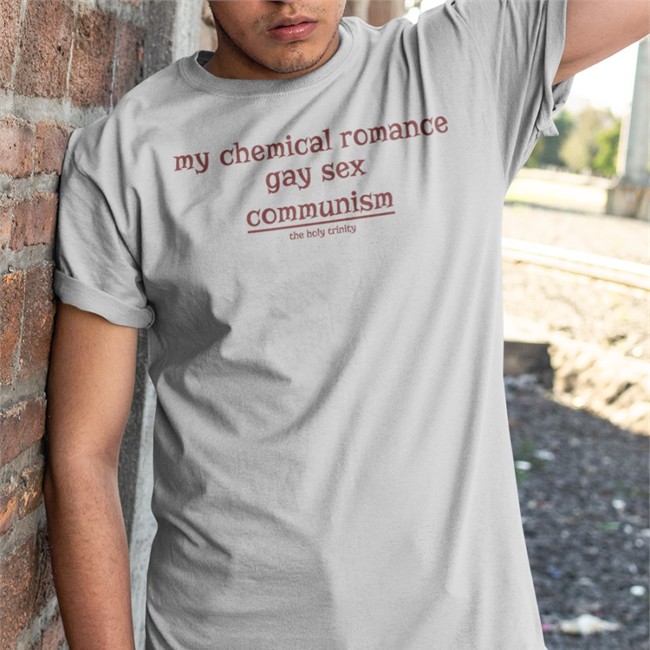 My Chemical Romance Gay Sex Communism The Holy Trinity Tee Grey