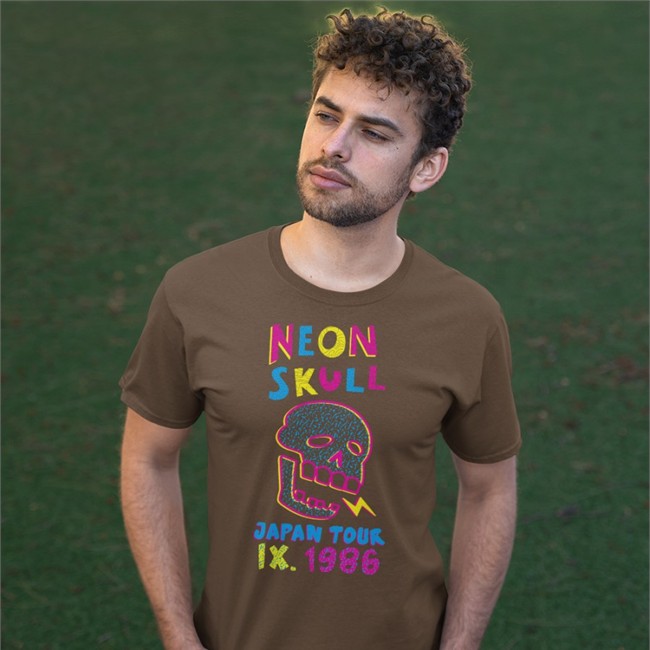 Fangamer Shop Neon Skull Japan Tour Ix 1986 Shirt World Of Horror Neon Skull T-Shirts By Nina Matsumoto