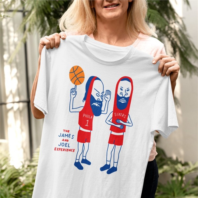 Cookies Hoops Store The James And Joel Experience Harden And Embiid On The Seventy Sixers T Shirt