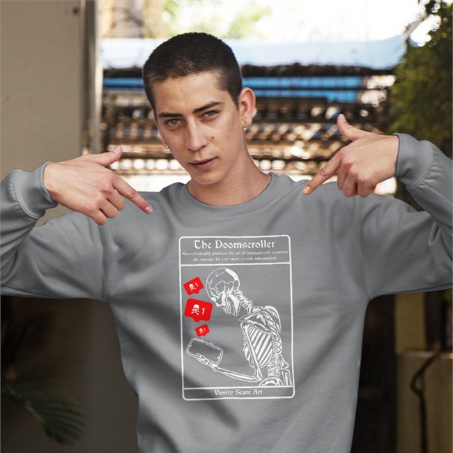 The Doomscroller Hoodie The Doomscroller Hoodie Vanity Scare Art Shop