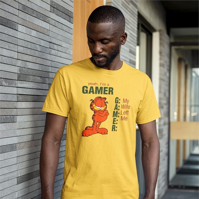 Yeah I'm A Gamer My Wife Left Me Shirt White Garfield Yeah I'm A Gamer My Wife Left Me Shirt