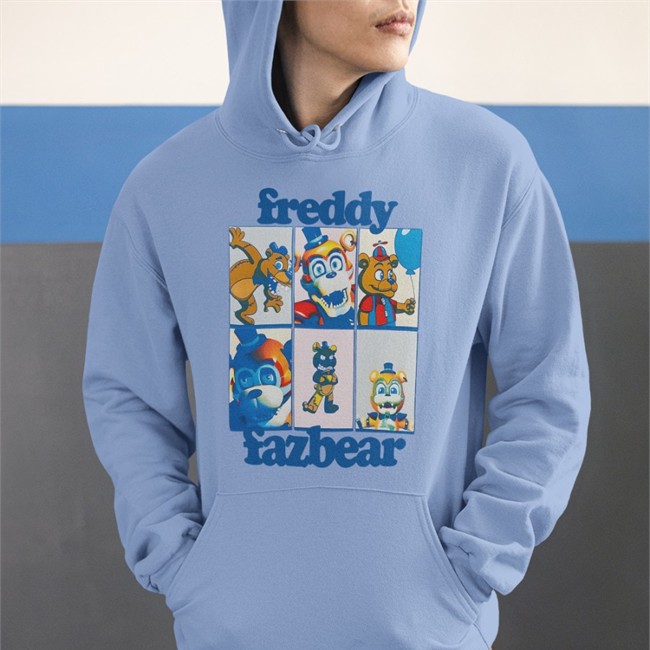 Five Nights At Freddy's Freddy Fazbear Grid Boyfriend Fit Girls Hoodie Jonny Blox Freddy Fazbear Shirt white