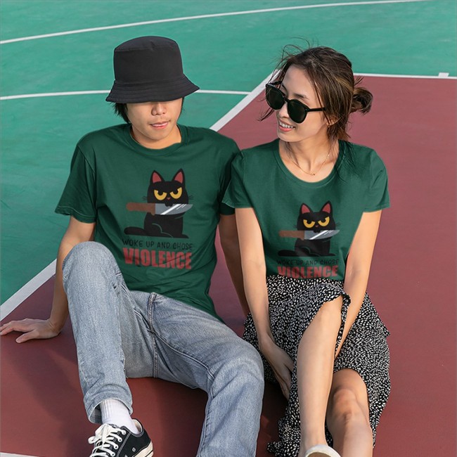 Damglynn Qwertee Shop Knife Cat Shirt