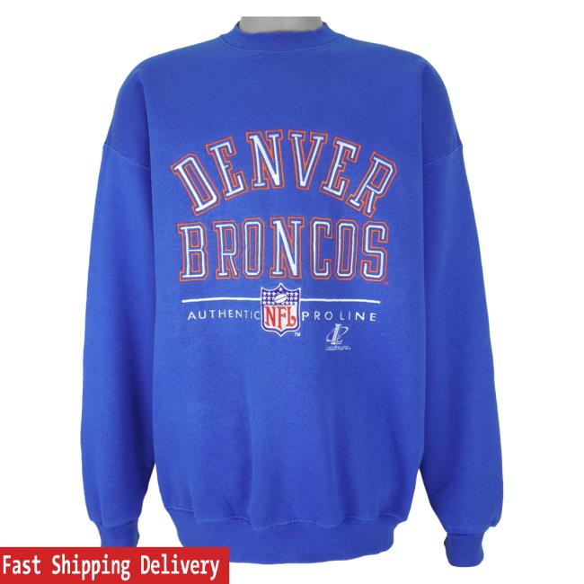 Official Vintage Club Clothing Denver Broncos Popover Sweatshirt 1990S X-Large