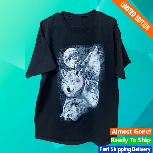 Fruit Of The Loom Howling Wolf Wolves Moon T Shirt