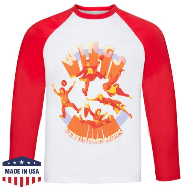 Official Paul Mccartney Venus and Mars Red Raglan Long Sleeve T-Shirts
