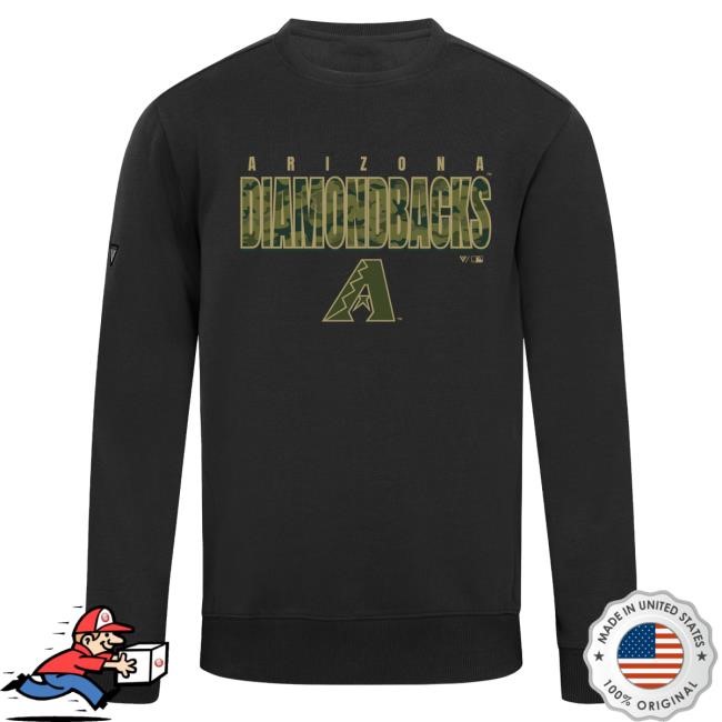 Official MLB Store Men's Arizona Diamondbacks Levelwear Black Zane Protect Crewneck Sweatshirt