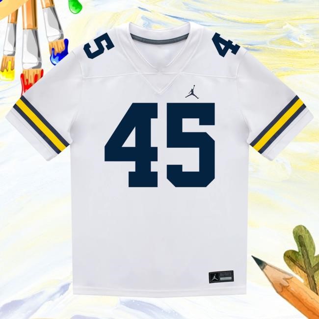 Michigan Wolverines #45 Greg Tarr Student Athlete White Football Jersey T Shirt The M Den Shop Official