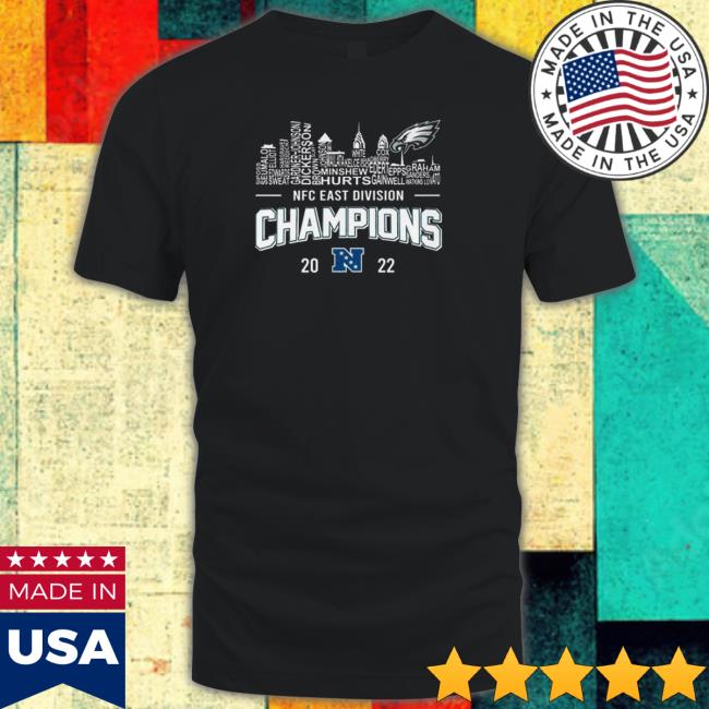 Official Philadelphia Eagles Player Names Skyline NFC East Division Champions 2022 Tee Shirts