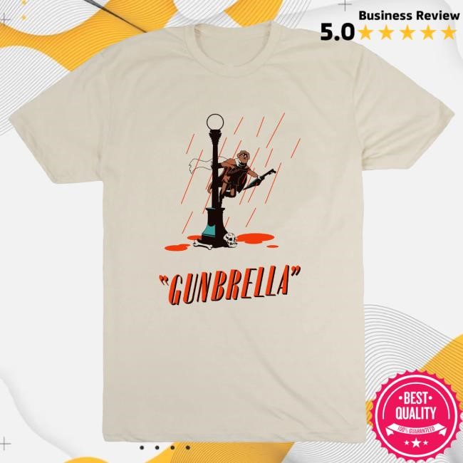 Official Devolver Digital Merch Shop Gunbrella Singin’ In The Blood Rain New T-Shirt