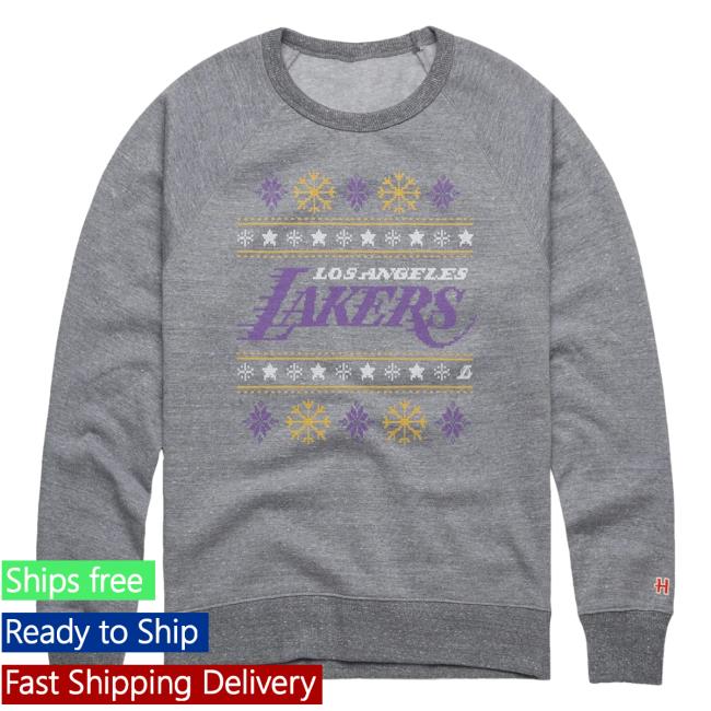 Official Homage Merch Store Los Angeles Lakers Holiday Hood Grey Homage Apparel Clothing Shop