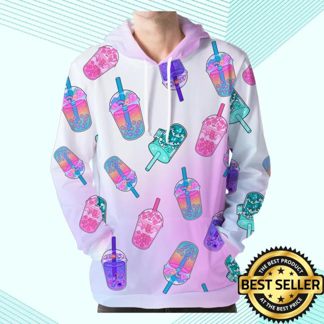 Official Vapor95 Clothing Store Boba Tea Pullover Hoodie Tie Dye 3D All Over Print