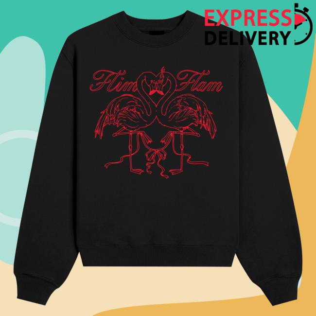Official The Official Flim Flam Shop Merch Store – Flamingo Love Birds Crew neck Black