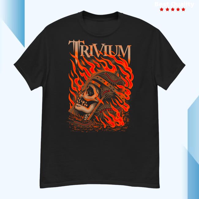 Trivium Merch Flaming Skull Tee