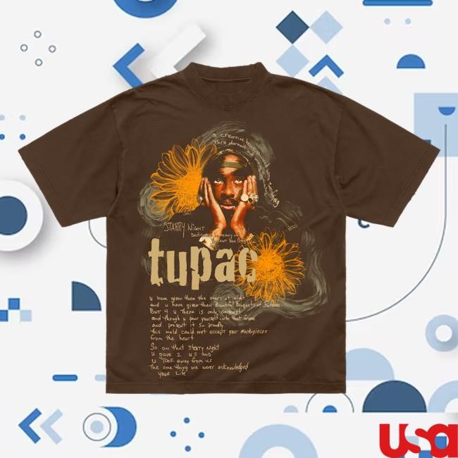 2PAC Official Store Merch | Sunflowers Brown New Shirt