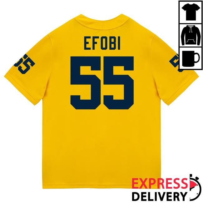 Michigan Wolverines #55 Nathan Efobi Student Athlete Maize Football Jersey Tee The M Den Shop