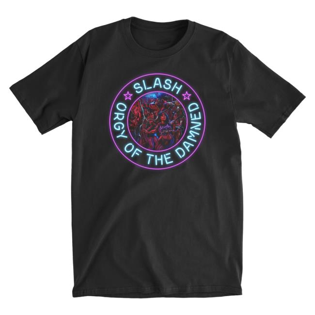 Slash Official Merch Shop Apparel Ootd Cover Art Neon Sign Black T Shirt