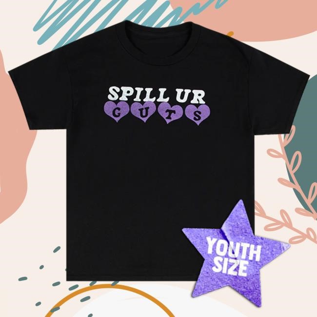 Official Olivia Rodrigo Shop 2024 youth spill ur GUTS Top Shirt in Black
