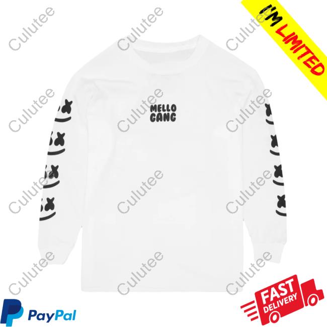 Official Marshmello Music Clothing Store Shop Mellogang Faces L/S Sweater White Marshmellomusic Merch