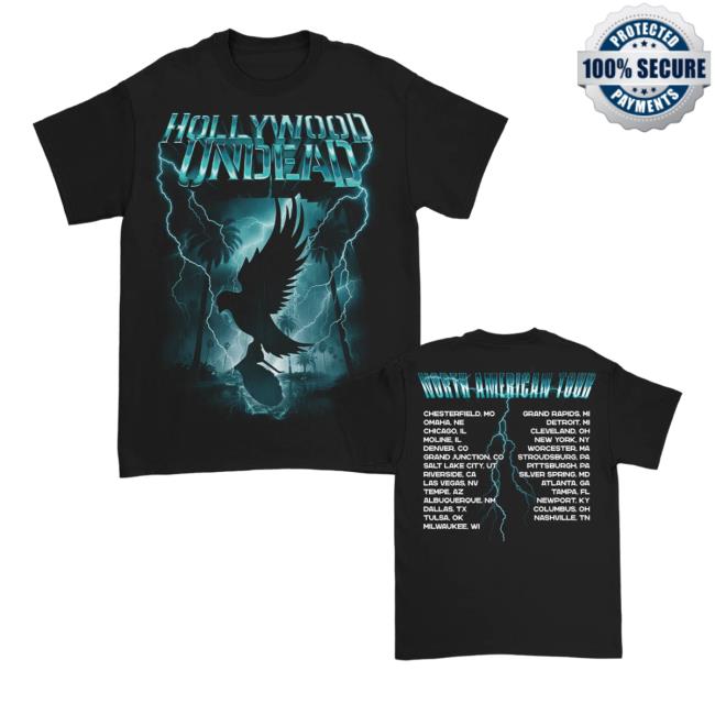 Hollywood Undead Merch Lightning Storm Dove & Grenade 2023 Tour Hoodie