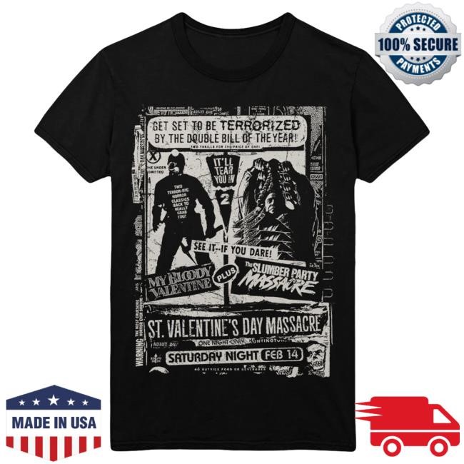 Gutter Garbs Valentine's Day Massacre Double Feature: Newspaper Ad Shirt | Official Merch
