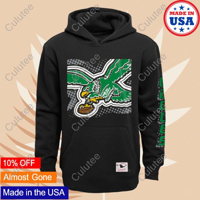 Official PhiladelphiaEagles Clothing Merch Store Shop Mitchell & Ness Black Philadelphia Eagles Big Face 7.0 Hoodies