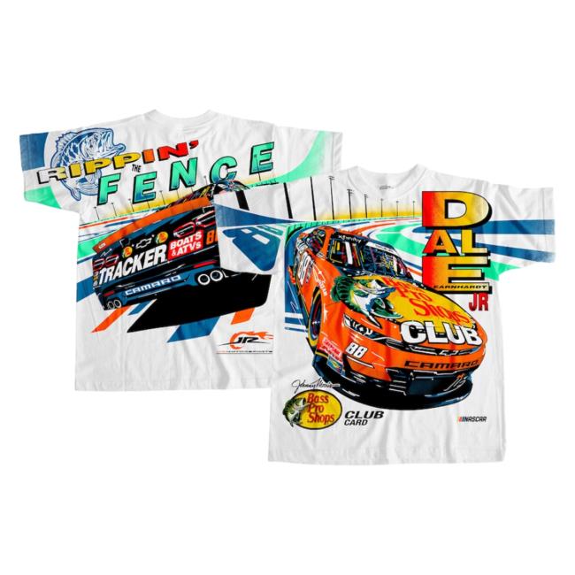 Official Men's Dale Earnhardt Jr. JR Motorsports Official Team Apparel White Bass Pro Tonal Print T-Shirt
