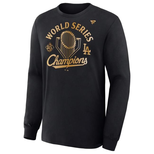 Men's Los Angeles Dodgers Fanatics Black 2025 World Series Champions Locker Room Parade LongSleeve Official MLB Shop