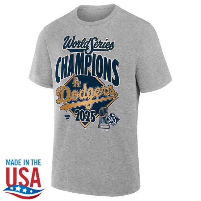 Men's Los Angeles Dodgers Fanatics Steel 2025 World Series Champions Locker Room Long Sleeve Shirt Official MLB Shop
