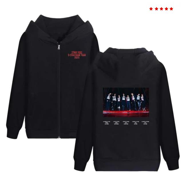 Official Stray Kids Merch Store Stray Kids 2023 5-Star Dome Tour Schedule Crew Black StrayKids Shop