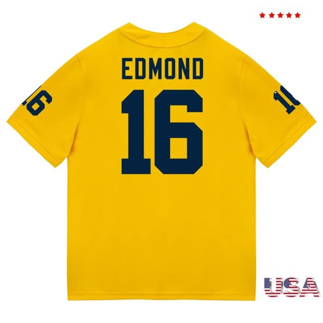 The M Den Michigan Wolverines #16 Jo'Ziah Edmond Student Athlete Maize Football Jersey Top Shirt