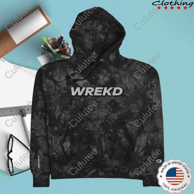 Official Wrekd X Vroom Unisex Champion Tie-Dye Crew neck Sweatshirt Black