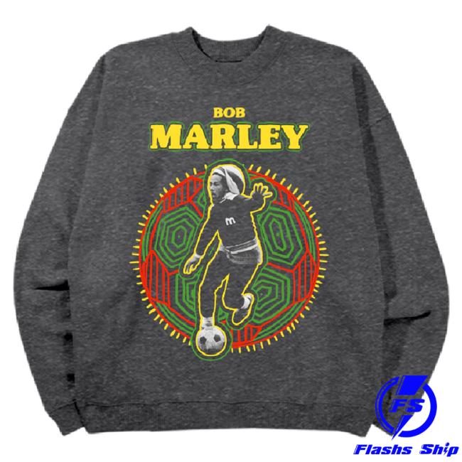 Official Bob Marley Merch Store Shop Bob Marley Soccer Logo Unisex Grey Popover Hoodie