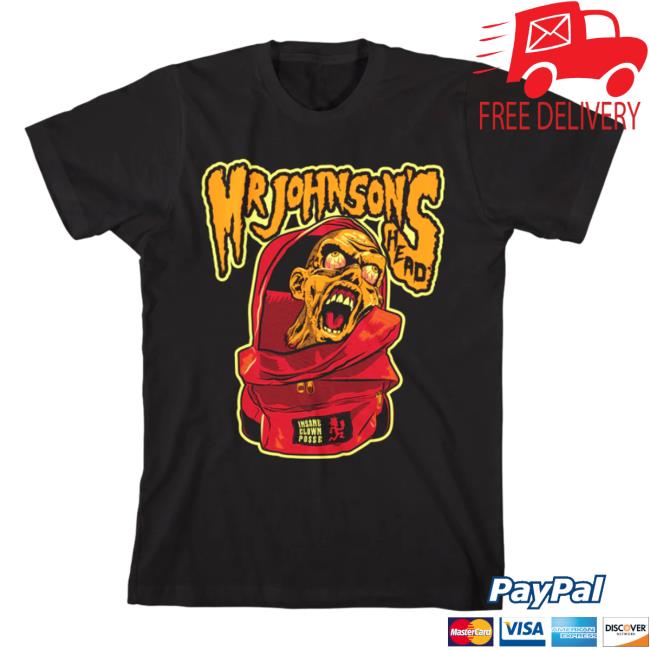 Official Icp Merch Clothing Store Insane Clown Posse Mr. Johnson's Head Black T-Shirts
