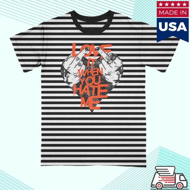 Official Avril Lavigne Merch Avril Lavigne Striped Love It When You Hate Me Tee Shirt