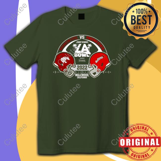 Official Fresno State Bulldogs vs. Washington State Cougars Blue 84 2022 Jimmy Kimmel LA Bowl Matchup Tee Shirts
