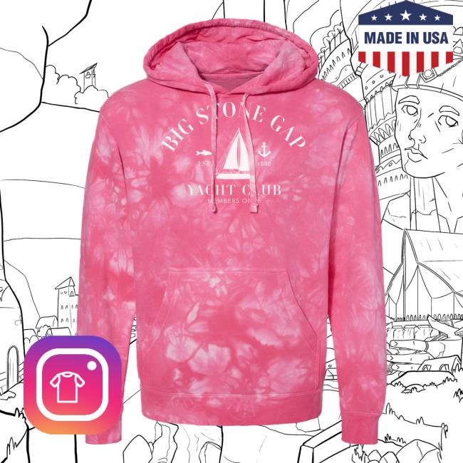 Official Hometown Apparel Clothing Merch Big Stone Gap Virginia Yacht Club Tie-Dye Pullover Hoodie 5XL Tie Dye Pink / White