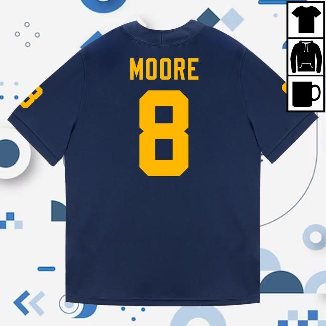 The M Den Michigan Wolverines #8 Derrick Moore Student Athlete Blue Football Jersey Tee