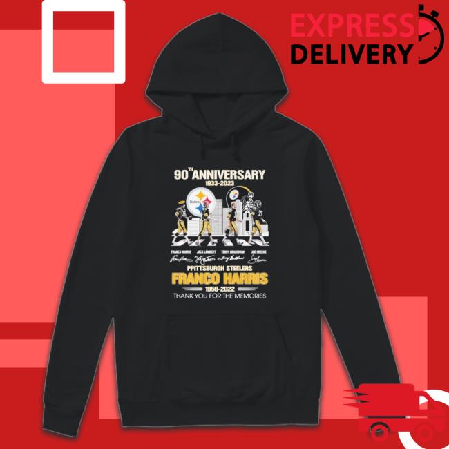 Pittsburgh Steelers 90Th Anniversary 1933-2023 Franco Harris 1950-2022 Abbey Road Signatures Tee Shirt