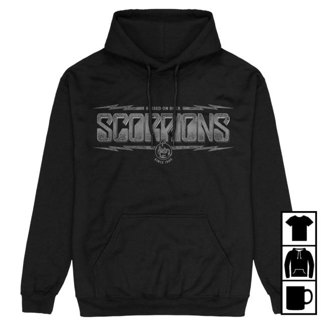 Official Scorpions Store Merch Raised on Rock Hooded Sweatshirt