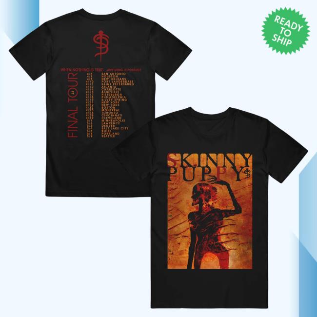 Official Skinny Puppy Merch Scorched Man Tour Black Top Shirt